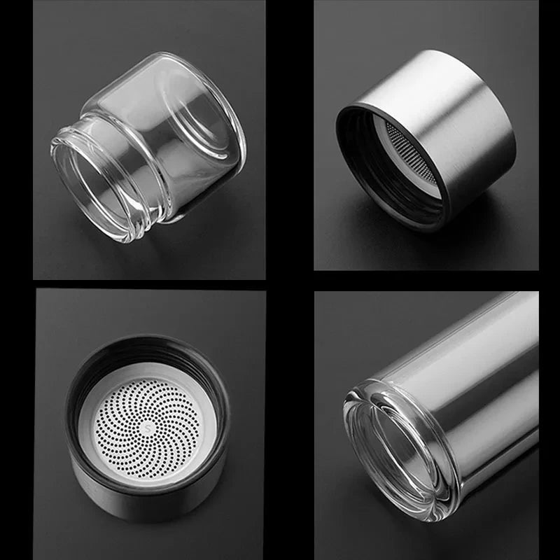 insulated glass water bottle with tea infuser, view 7 - MRSLM