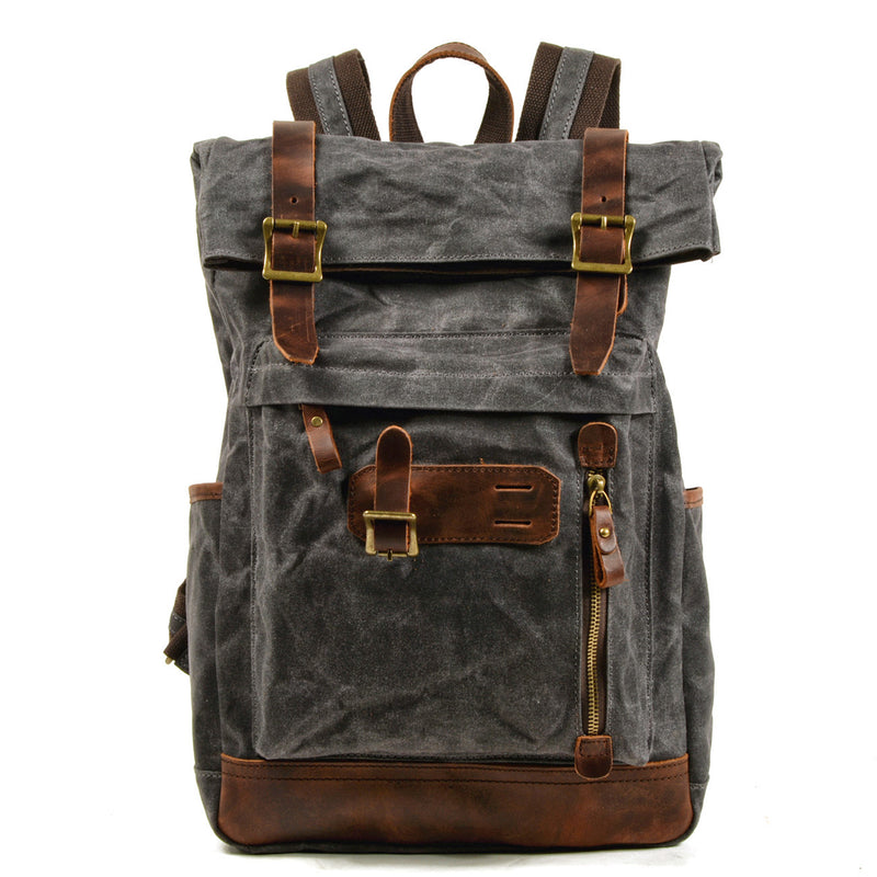 canvas outdoor travel backpack, view 6 - MRSLM