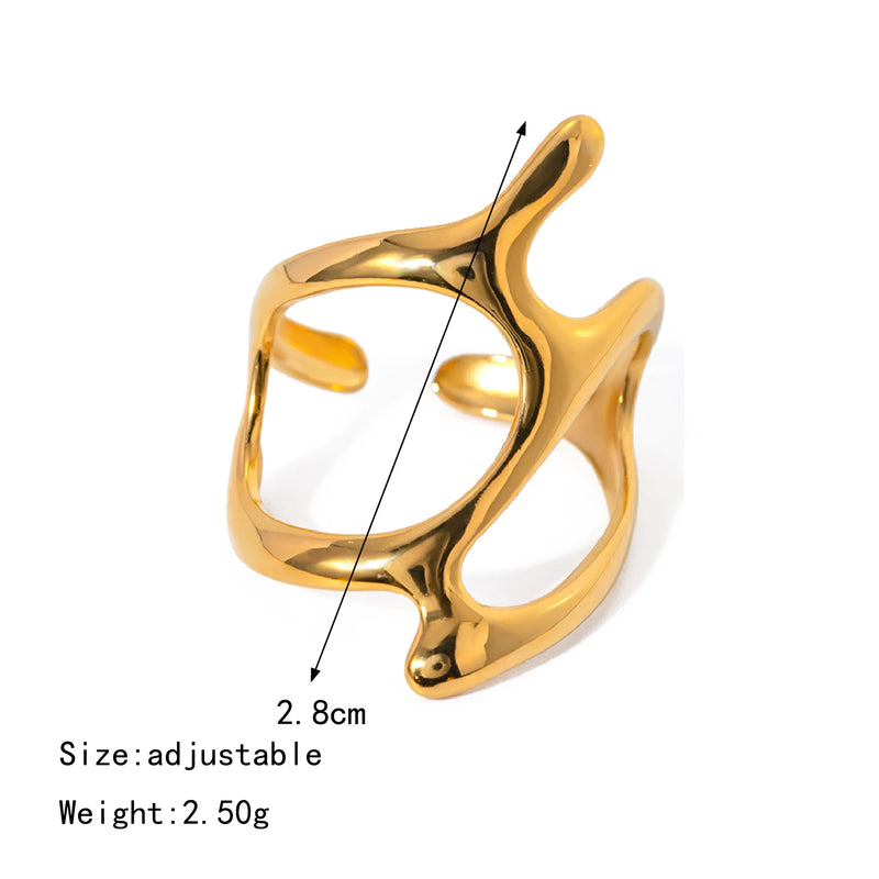 stainless steel irregular geometry gold ring, view 2 - MRSLM