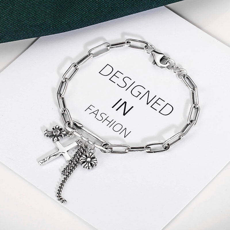 old thai silver cross bracelet, view 3 - MRSLM