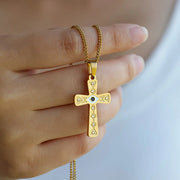 stainless steel cross pendant necklace, view 10 - MRSLM
