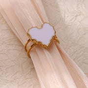 white enamel heart stainless steel ring, view 6 - MRSLM