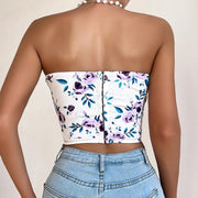 floral strapless corset tank top, view 6 - MRSLM