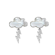 sterling silver shell cloud stud earrings, view 4 - MRSLM