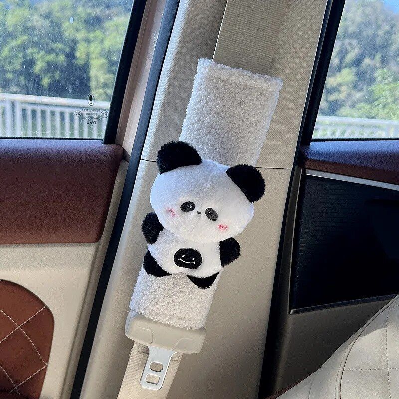 plush rabbit bear seat belt shoulder cover, view 3 - MRSLM