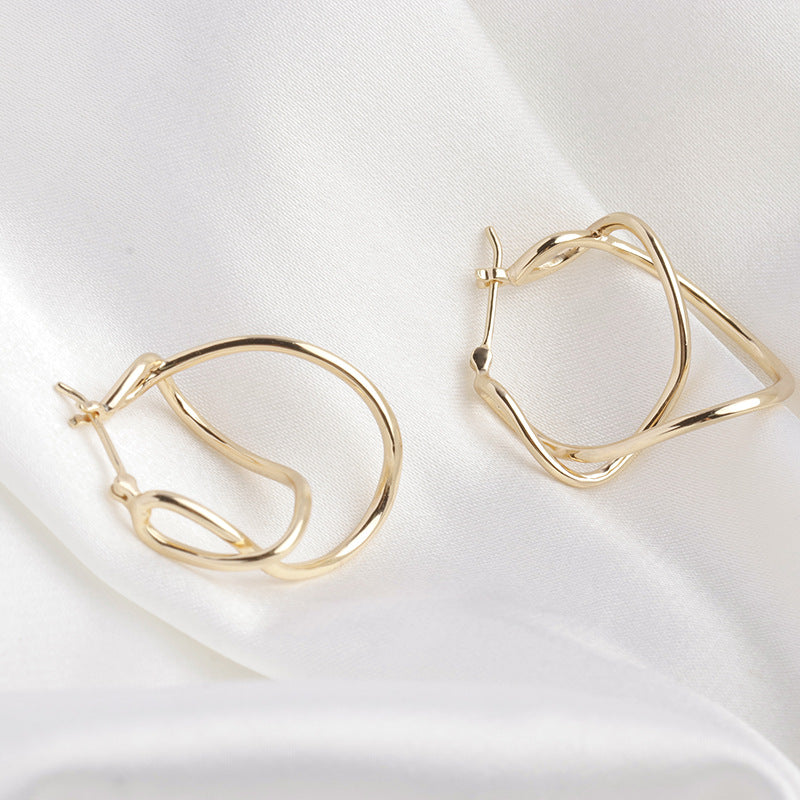 simple line silver earrings, view 5 - MRSLM