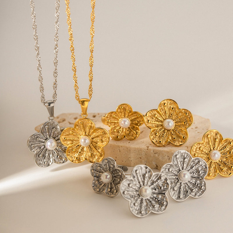 Retro flower jewelry set, view 12 - MRSLM