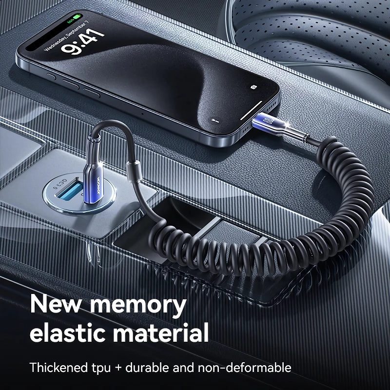 60w usb type c pd spring car charging cable, view 6 - MRSLM