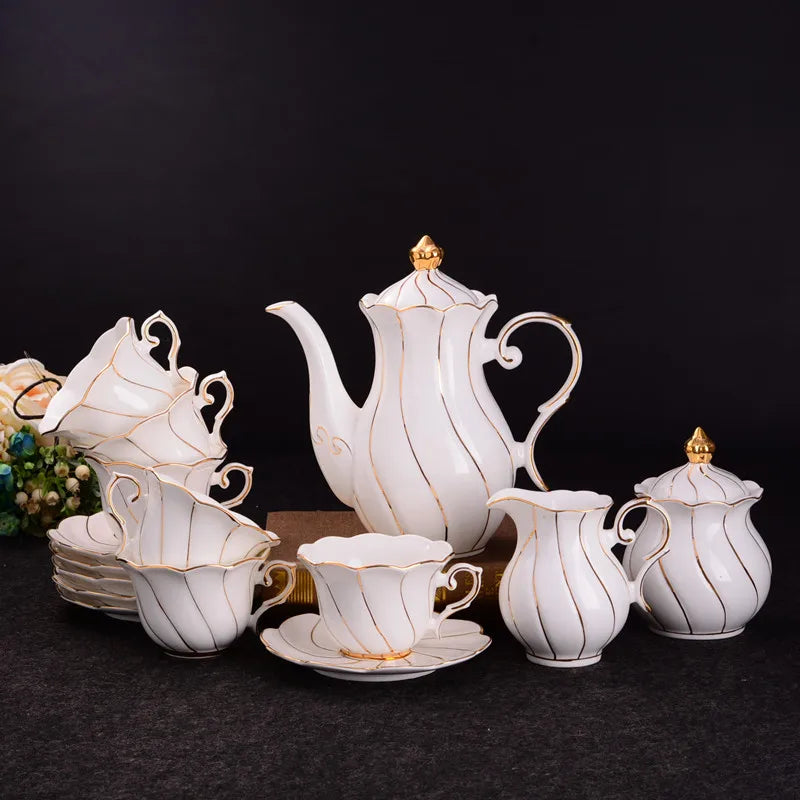 Gold inlay bone china coffee set, view 2 - MRSLM
