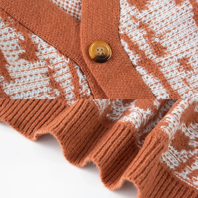 vintage printed knitted cardigan sweater, view 5 - MRSLM