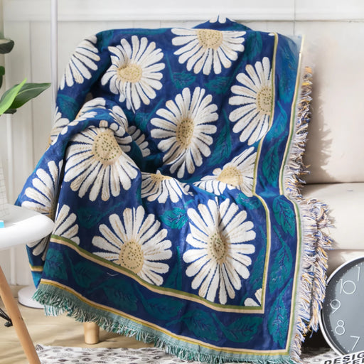 retro jacquard boho cotton linen sofa blanket - MRSLM