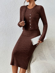 front button cropped top and dress set, view 10 - MRSLM