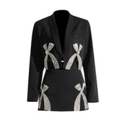 shawl collar blazer and skirt set, view 6 - MRSLM
