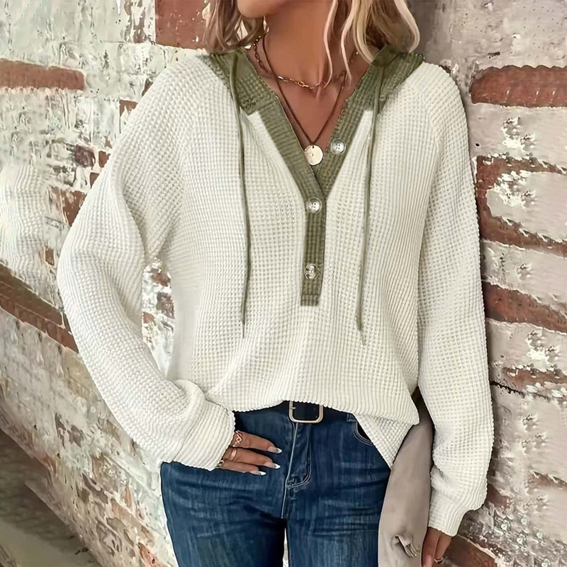 women's waffle hooded button sweatshirt - MRSLM