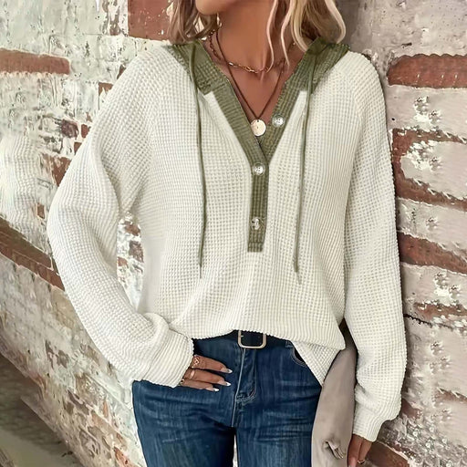women's waffle hooded button sweatshirt - MRSLM