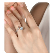 small moissanite geometric silver ring, view 3 - MRSLM