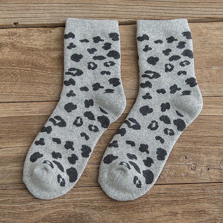 leopard print cotton terry tube socks, view 4 - MRSLM
