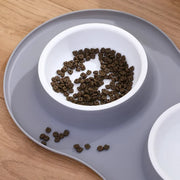 anti-splash double dog bowls with silicone mat, view 6 - MRSLM