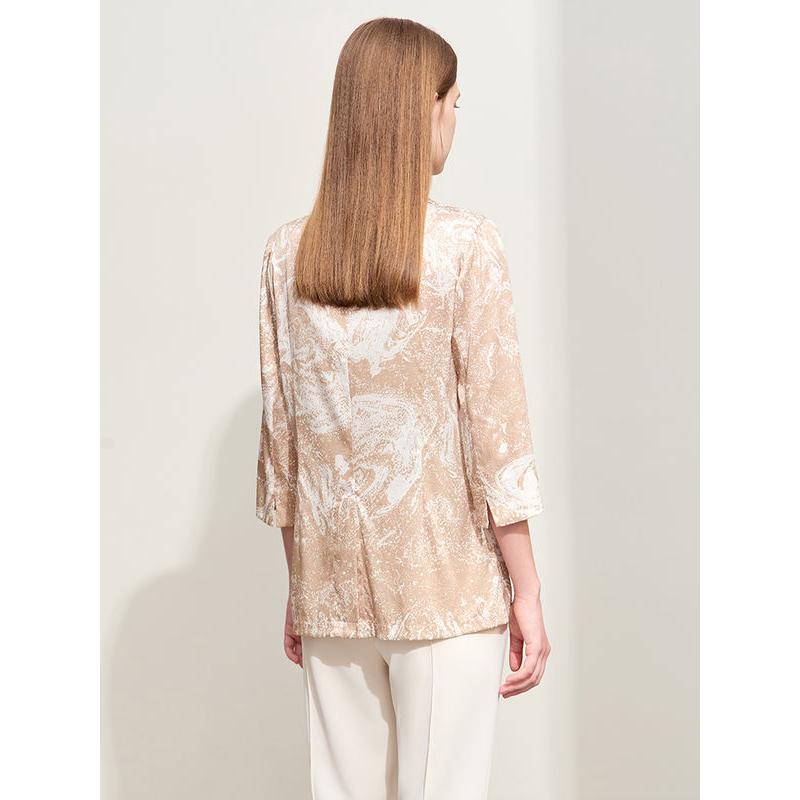 silk print stretch blazer with notched collar, view 4 - MRSLM