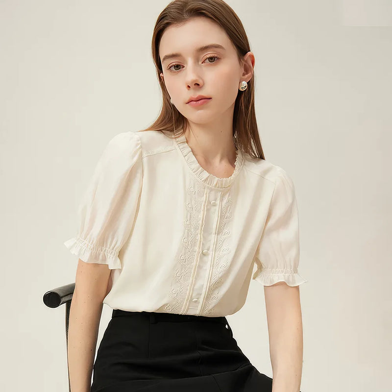 embroidered round neck shirt - MRSLM