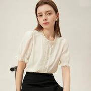 embroidered round neck shirt, view 3 - MRSLM