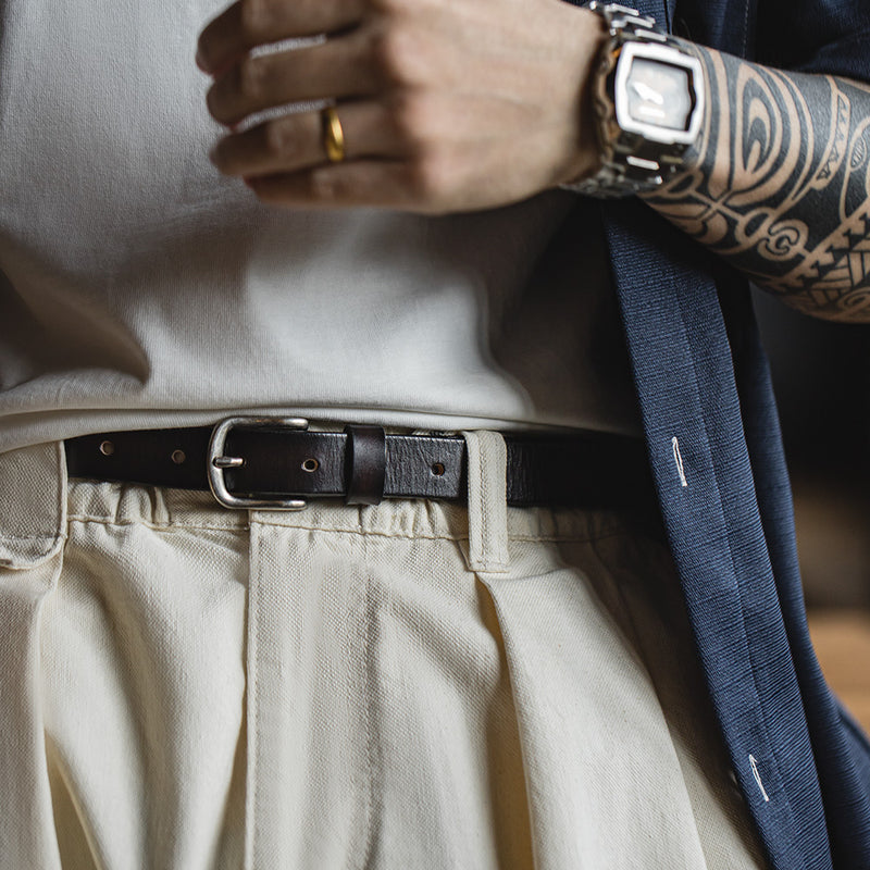 black leather men's belt, view 5 - MRSLM