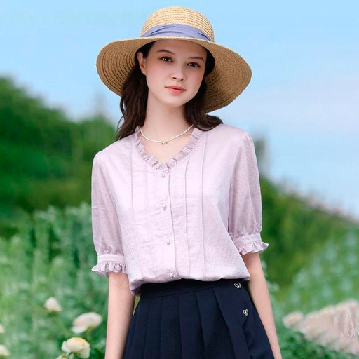 V-neck chiffon blouse - MRSLM