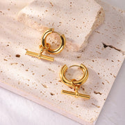 t-bar chain dangle hoop earrings, view 6 - MRSLM