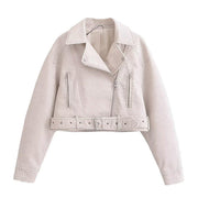 washed motorcycle jacket for women, view 9 - MRSLM