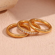 zircon three-piece gold plated ring set, view 7 - MRSLM