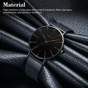 men's ultra thin black quartz watch, view 7 - MRSLM