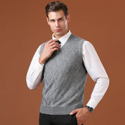 Men's V-neck knit sweater vest, view 4 - MRSLM
