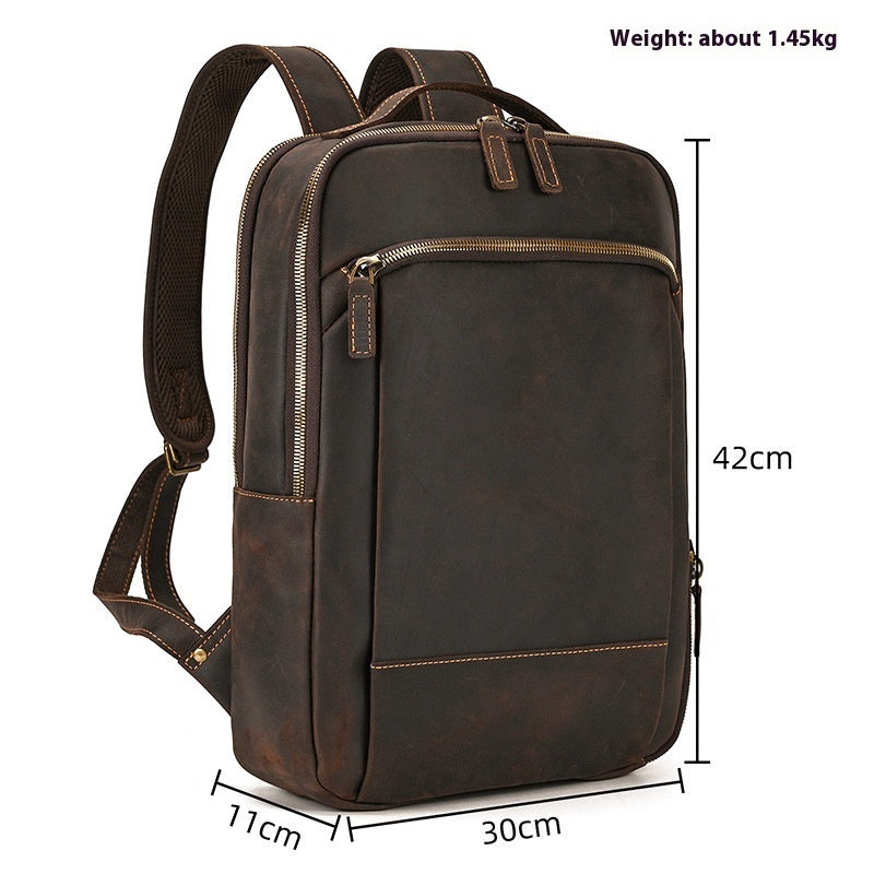 Leather travel backpack, view 3 - MRSLM