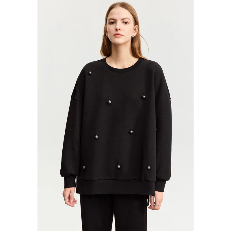 women's oversized crew neck sweatshirt, view 3 - MRSLM