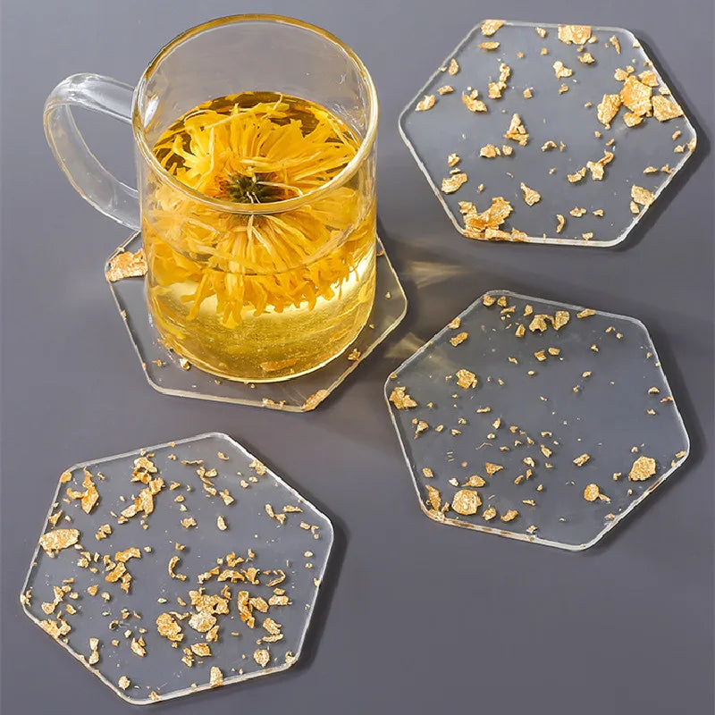 Acrylic gold foil coaster set, view 8 - MRSLM