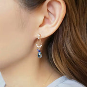 lapis lazuli blue zircon gold plated earrings, view 6 - MRSLM