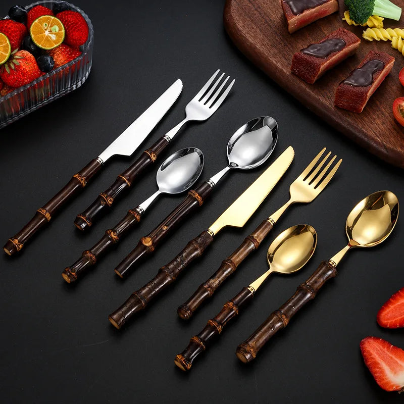 black bamboo dinnerware set, view 6 - MRSLM