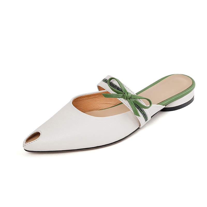 women's leather heel mules, view 3 - MRSLM