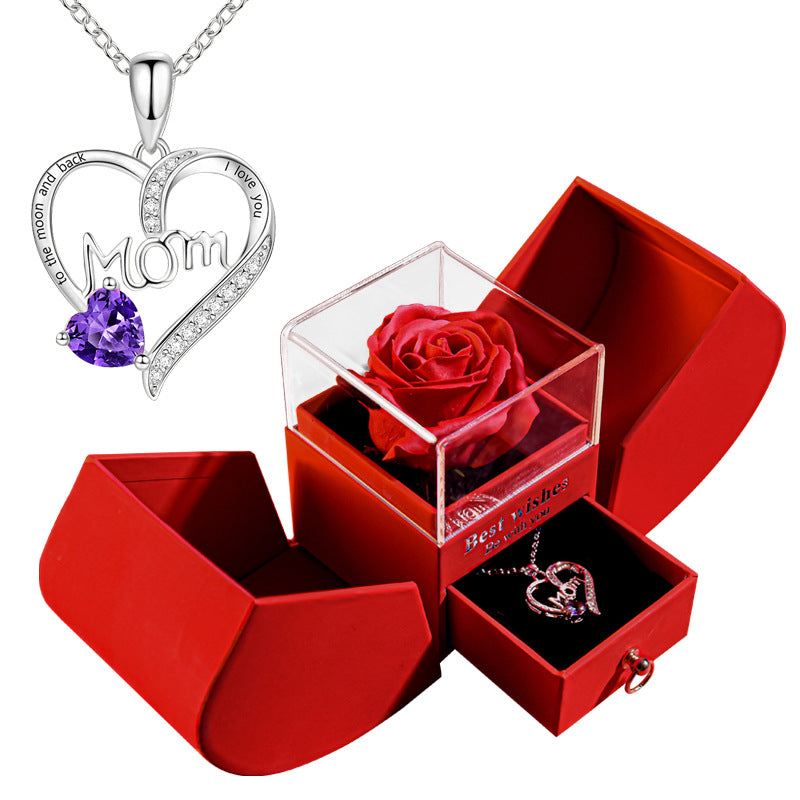 Preserved rose apple gift box with necklace, view 23 - MRSLM