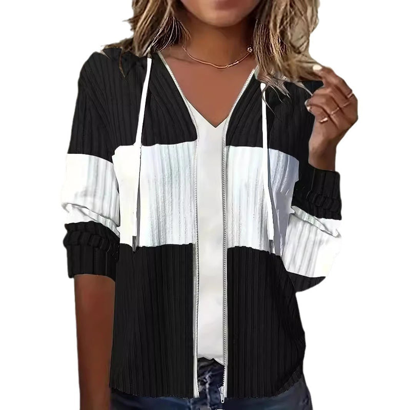 women's hooded casual zipper coat, view 5 - MRSLM