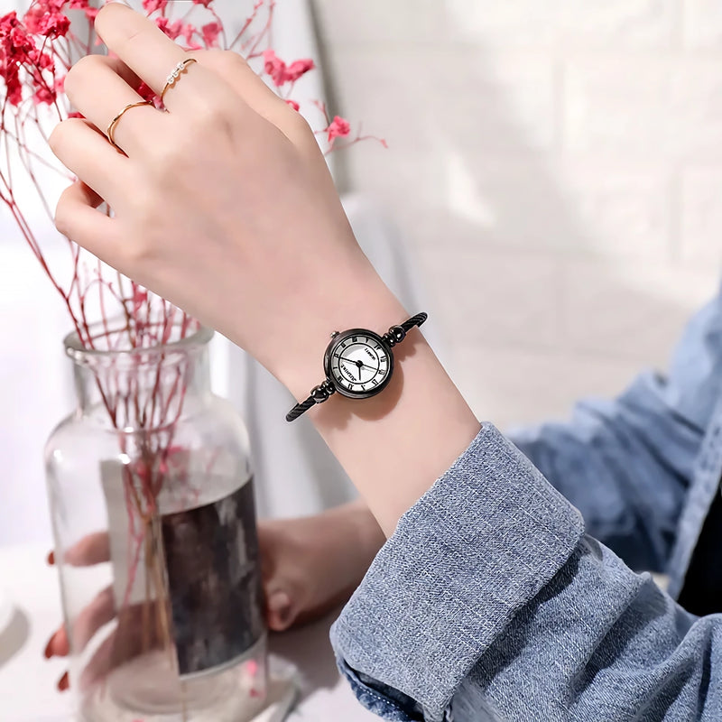 retro small gold bangle bracelet watch, view 5 - MRSLM