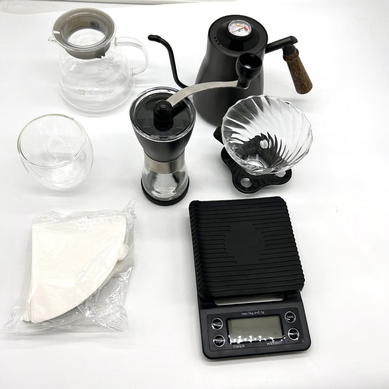 hand brew coffee set with grinder and scale, view 3 - MRSLM