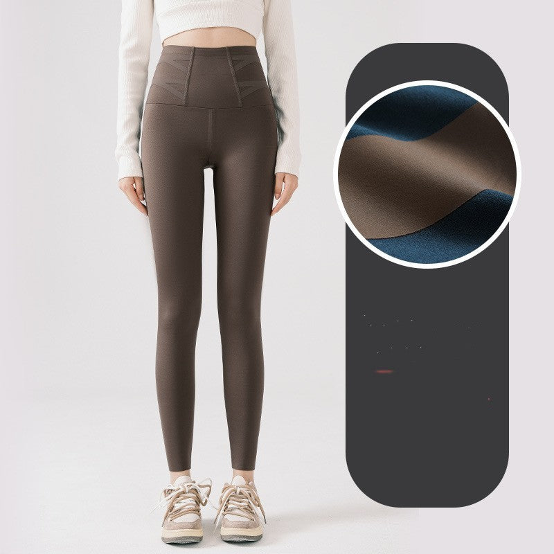 Double cross high waist winter thick leggings, view 5 - MRSLM