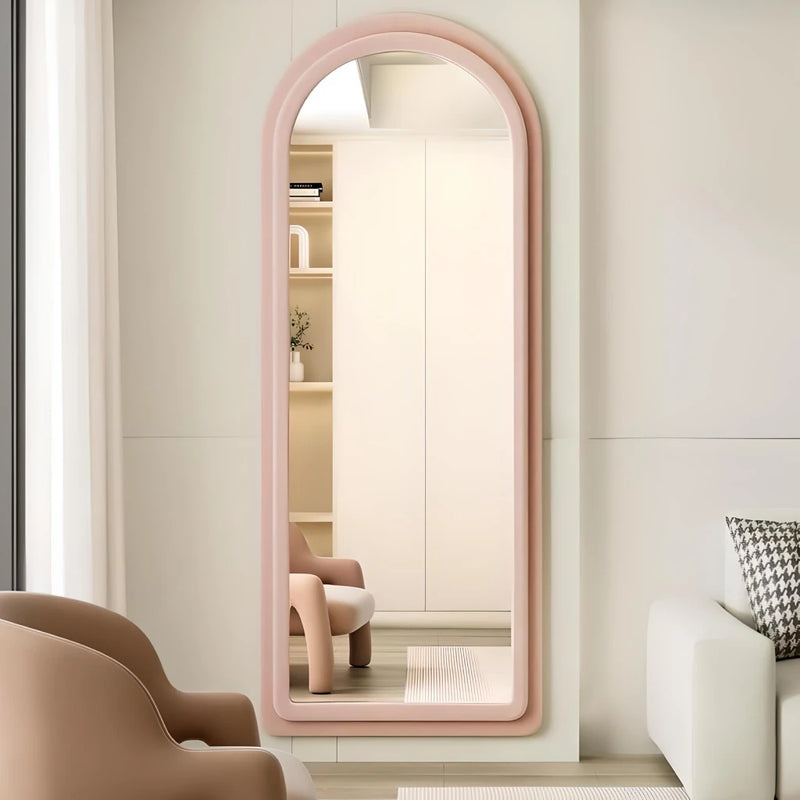 arched full-length mirror with flannel frame, view 5 - MRSLM
