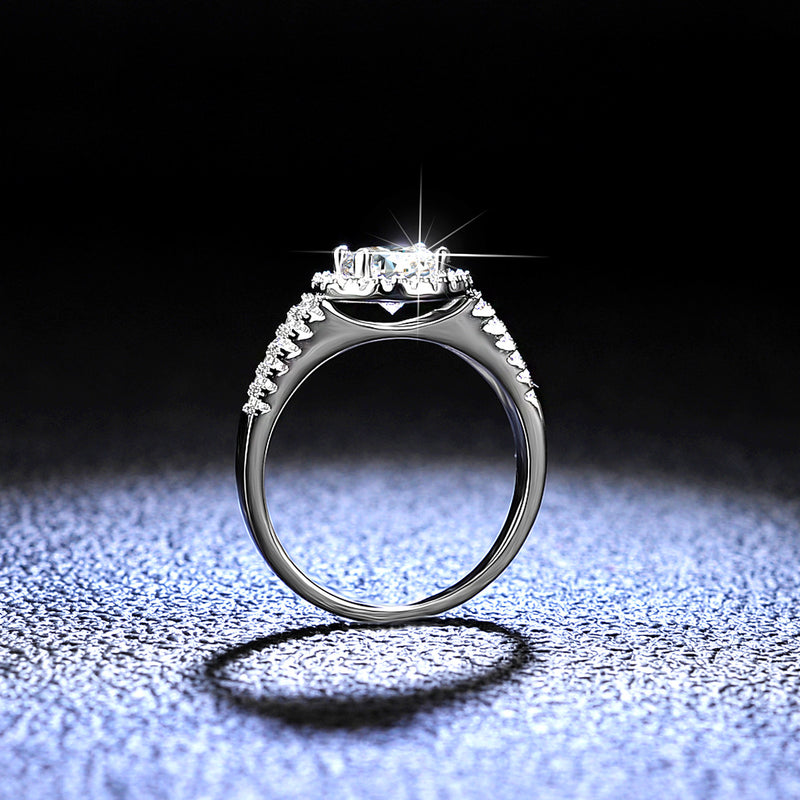 crown moissanite silver ring, view 2 - MRSLM
