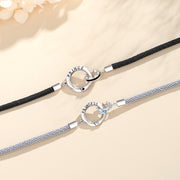 double ring couple bracelet sterling silver, view 6 - MRSLM