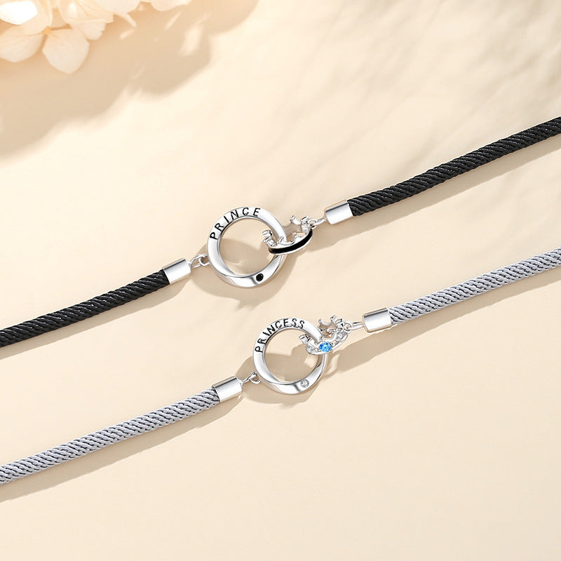 double ring couple bracelet sterling silver, view 6 - MRSLM