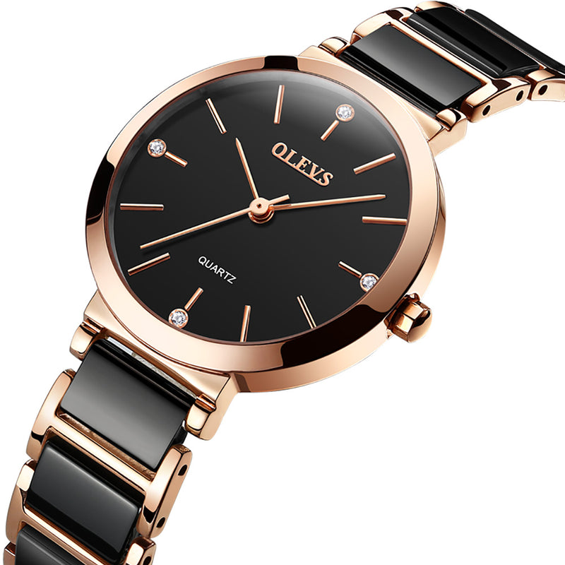 ladies' ceramic strap quartz watch, view 4 - MRSLM