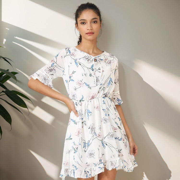 floral chiffon bell sleeve dress - MRSLM