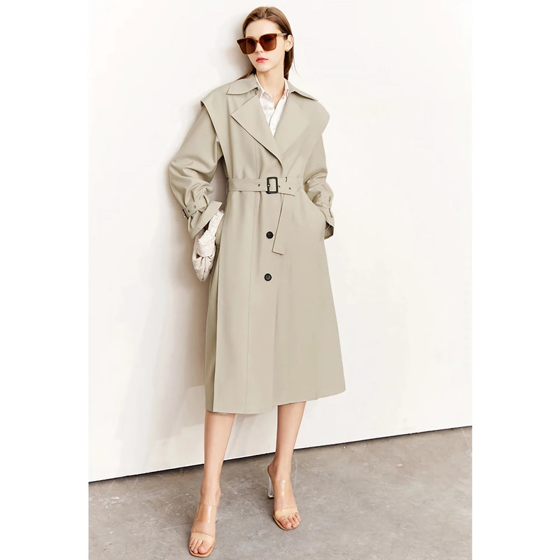 minimalist long trench coat, view 2 - MRSLM